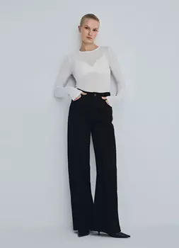 Широкие утеплённые джинсы, Черный