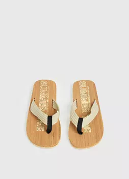 Шлёпанцы с принтом, Бежевый