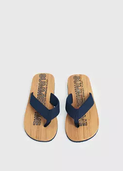 Шлёпанцы с принтом, Синий
