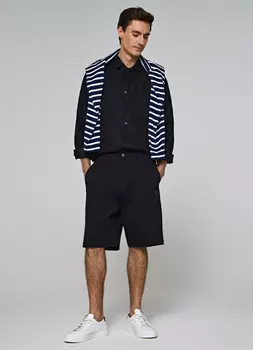 Шорты-бермуды из твила, Черный