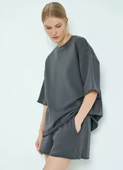 Шорты из футера с эффектом стирки, Серый