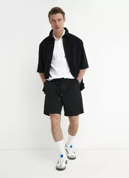 Шорты из микротвила, Черный