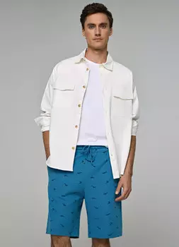 Шорты из трикотажа с принтом, Голубой