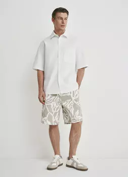 Шорты из твила с принтом, Бежевый