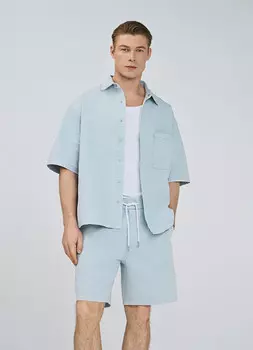 Шорты из жаккардового денима, Голубой