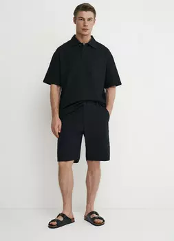 Шорты из жатого хлопка, Черный