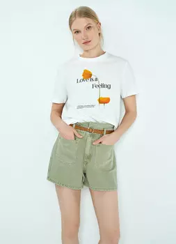 Шорты Paperbag с высокой посадкой, Зеленый