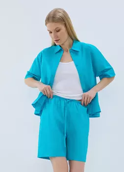 Шорты со льном, Голубой