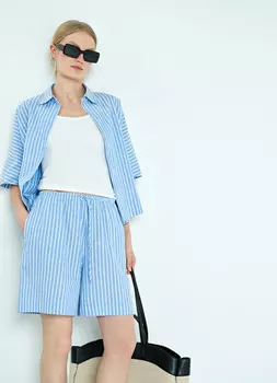 Шорты со льном, Голубой