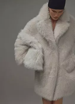 Шуба из искусственного меха, Бежевый