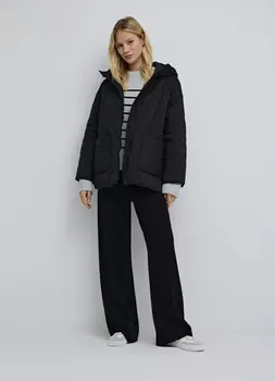 Стёганая куртка с капюшоном, Черный