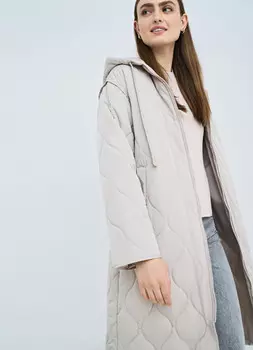 Стёганое пальто с капюшоном, Бежевый