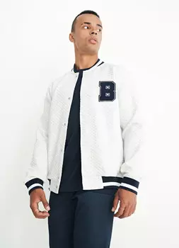 Стёганый бомбер на кнопках, Белый