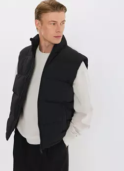 Стёганый утеплённый жилет с воротником-стойкой, Черный