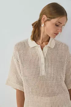 Структурное поло оверсайз, Бежевый