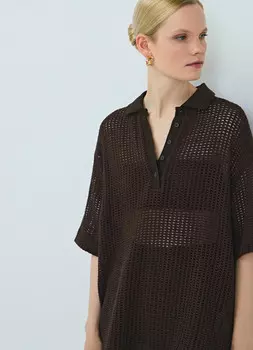 Структурное поло оверсайз, Коричневый
