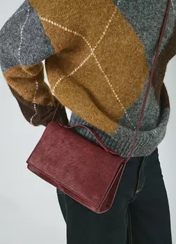 Сумка из натуральной кожи с ворсом, Фиолетовый