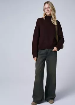 Свитер оверсайз с воротником-стойкой, Фиолетовый