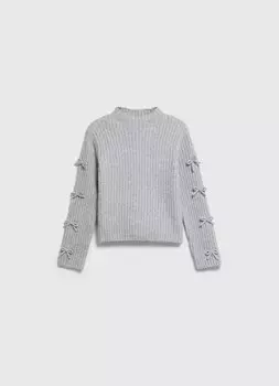 Свитер с бантами для девочек, Серый