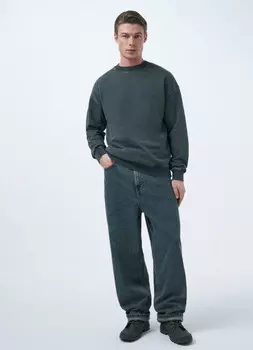 Свитшот с эффектом стирки, Зеленый