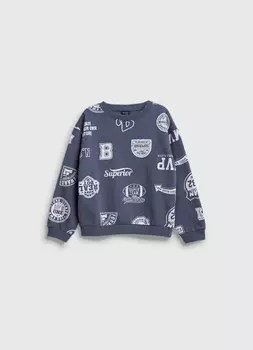 Свитшот с принтом для мальчиков, Серый