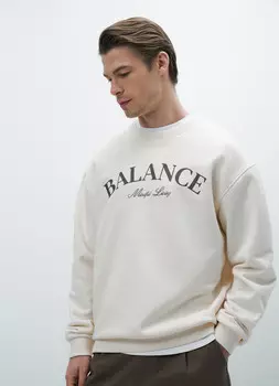 Свитшот с текстовым принтом, Белый