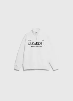 Свитшот с воротником-стойкой для девочек, Белый