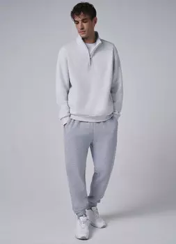 Свитшот с воротником-стойкой на молнии, Белый