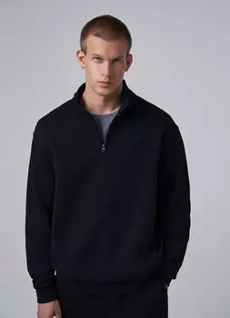 Свитшот с воротником-стойкой на молнии, Черный