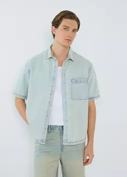 Свободная джинсовая рубашка, Голубой
