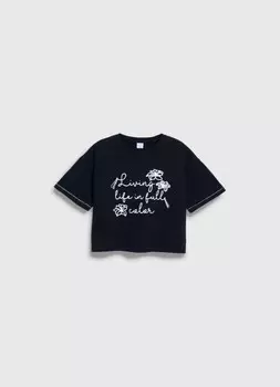 Свободная футболка для девочек, Черный