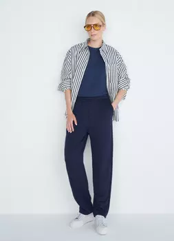 Свободная хлопковая рубашка, Синий