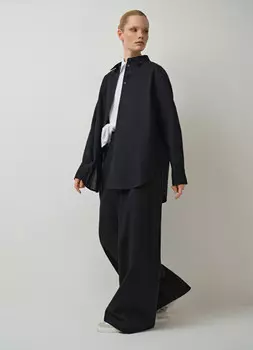 Свободная рубашка из хлопка и льна, Черный