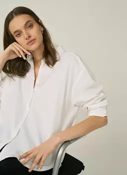 Свободная рубашка из хлопка Oxford, Белый