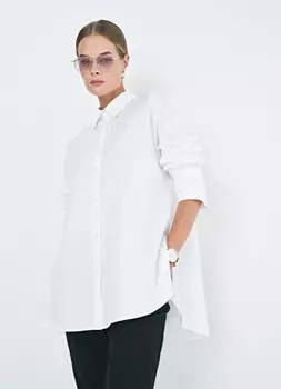 Свободная рубашка из сатинированного хлопка, Белый