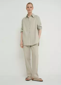 Свободная рубашка изо льна с хлопком, Бежевый