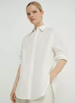 Свободная рубашка изо льна с хлопком, Белый