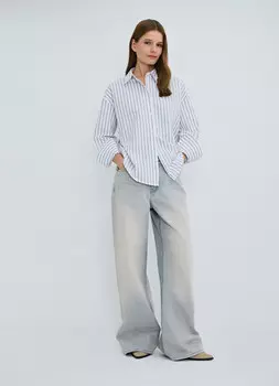 Свободные джинсы со средней посадкой, Голубой