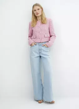 Свободные джинсы со средней посадкой, Голубой