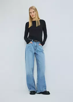 Свободные джинсы со средней посадкой, Синий