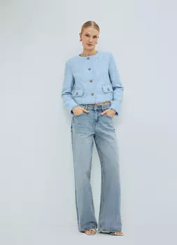 Свободные прямые джинсы средней посадки, Голубой