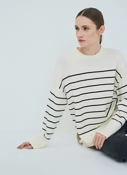 Свободный джемпер в полоску, Белый