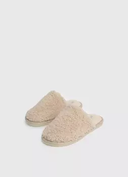 Тапочки с искусственным мехом, Бежевый