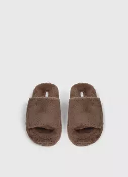 Тапочки с искусственным мехом, Бежевый