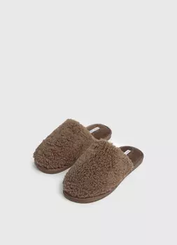 Тапочки с искусственным мехом, Бежевый