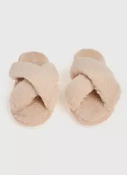 Тапочки с открытым носом, Бежевый