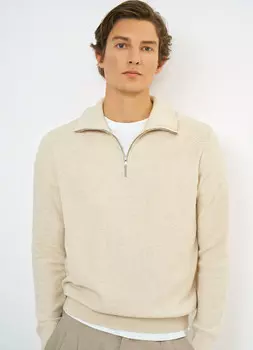 Текстурный джемпер на молнии, Белый