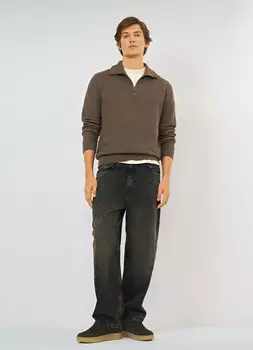 Текстурный джемпер на молнии, Коричневый