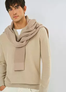 Текстурный джемпер с воротником хенли, Бежевый