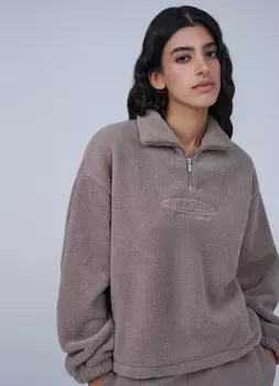 Толстовка-анорак из шерпы со стопперами, Бежевый